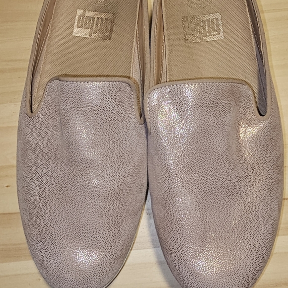 Size 7.5 FitFlop Rose Gold Suede Superskate Mule/Slide - Picture 3 of 11